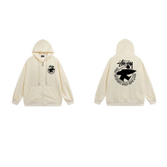 Stussy Hoodie Zip-Up Cardigan Fleece Hooded Sweater
