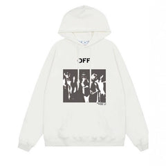 OW Blur Portrait Arrow Pattern Pullover Hooded Sweater