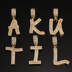 Jewelry T square zircon English letter pendant Word Up Spectrum