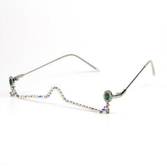 Trendy punk glasses diamond lower frame