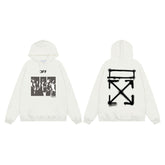OW Blur Portrait Arrow Pattern Pullover Hooded Sweater