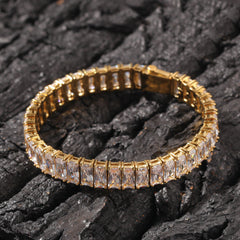 Bracelet Gold Plated Square Zircon Stainless Steel Bracelet Hip Hop Spectrum St. Valentine's