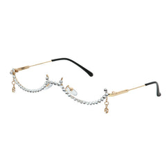 Trendy punk glasses pendant white diamond large frame