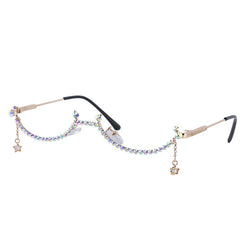 Trendy punk glasses pendant white diamond large frame