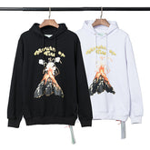 OW hoodie New volcanic eruption personalized print casual loose hoodie