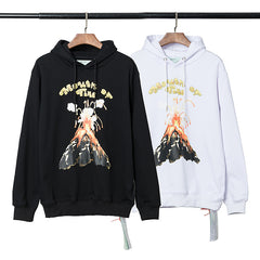 OW hoodie New volcanic eruption personalized print casual loose hoodie