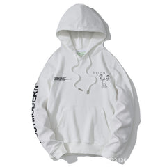OW hoodie spoof robot graffiti arrow cotton pullover hooded