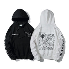 OW hoodie spoof robot graffiti arrow cotton pullover hooded