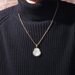 Jewelry Hip Hop Necklace Chalcedony Maitreya Buddha Zircon Pendant Far East Jesus Pieces Royalty
