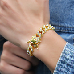Bracelet Hip Hop Alloy Diamond Cuban Bracelet St. Valentine's Spectrum