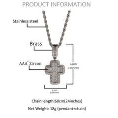 Jewelry Fashion T Square Zircon Pink Cross Necklace St. Valentine's Spectrum