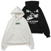 OW excavator letter pattern fleece hooded sweater
