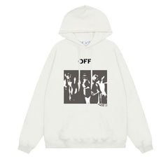 OW Blur Portrait Arrow Pattern Pullover Hooded Sweater