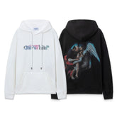 OW angel oil painting pattern pullover hooded sweater