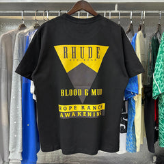 Rhude T Shirts Inverted Triangle Printing Cotton Casual Short Sleeve Men and Women