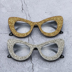 Trendy punk glasses cat eye diamond sunglasses uv protection