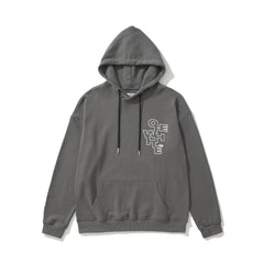 OW Letter Arrow Pattern Pullover Hooded Sweatshirt
