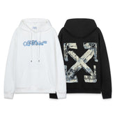 OW three-dimensional square arrow pattern pullover hooded sweater