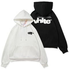 OW large letter print pattern fleece hooded sweater
