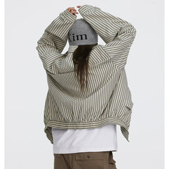 Unisex Jacket Autumn Vintage Stripe Jacket Loose Overalls