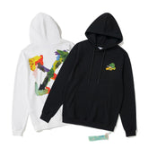 OW hoodie Multicolored Leaf Arrow Pattern Crew Neck Hoodie