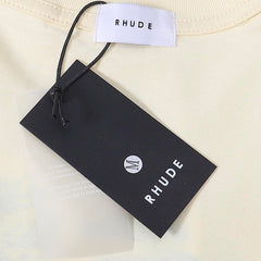Rhude T Shirts Moonlight Blue Printed Cotton Casual Short Sleeve Men and Women