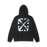 OW Fuzzy Arrow Pattern Pullover Hooded Sweater