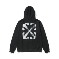 OW Fuzzy Arrow Pattern Pullover Hooded Sweater