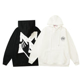 OW hoodie with a fleece hood with a palm globe arrow pattern