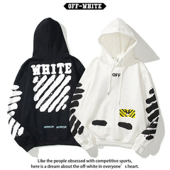 OW hoodie 喷墨字母箭头图案加绒连帽