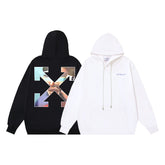 OW Portrait Arrow Pattern Pullover Hooded Sweater