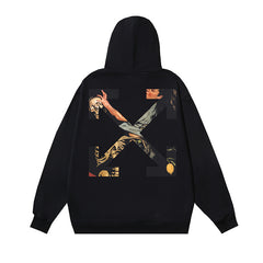 OW Skull Girl print pullover hooded sweater