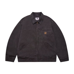 Unisex Jacket Retro Washed Lapel Detroit Jacket Baggy Coat