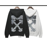 OFF Grey Melting Arrow Pattern Hooded Sweatshirt