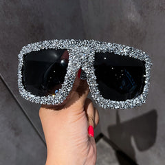Trendy punk glasses large frame