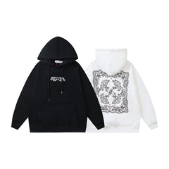 OW Cashew Flower Arrow Pattern Hooded Sweater