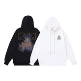 OW Colorful Crack Angel Arrow Print Hooded Sweater