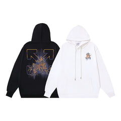 OW Colorful Crack Angel Arrow Print Hooded Sweater