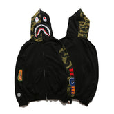 Bathing Ape Hoodie Splicing Camouflage Sweater Male Shark Autumn