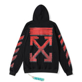 OW hoodie红色渐变箭头图案连帽