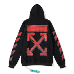 OW hoodie红色渐变箭头图案连帽