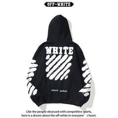 OW hoodie 喷墨字母箭头图案加绒连帽