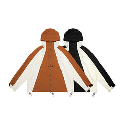 Unisex Jacket Neverules Vintage Contrast Color Jacket Coat Tooling Hooded Jacket