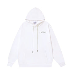 OW oblique LOGO letter print pullover hooded sweater
