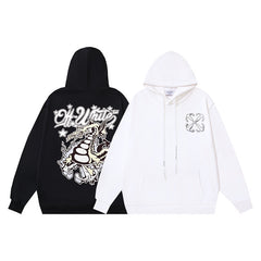 OW Dragon Alphabet Arrow Pullover Hooded Sweater