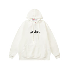 OW hoodie Cartoon graffiti arrow pattern fleece hoodie