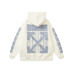OW hoodie geometric building arrow pattern fleece hooded