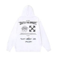 OW palm globe letter print pattern hooded sweatshirt