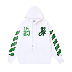 OW 23 numeric letter print patterned hooded sweatshirt