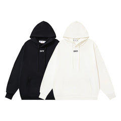 OW hoodie simple solid color pullover hooded
